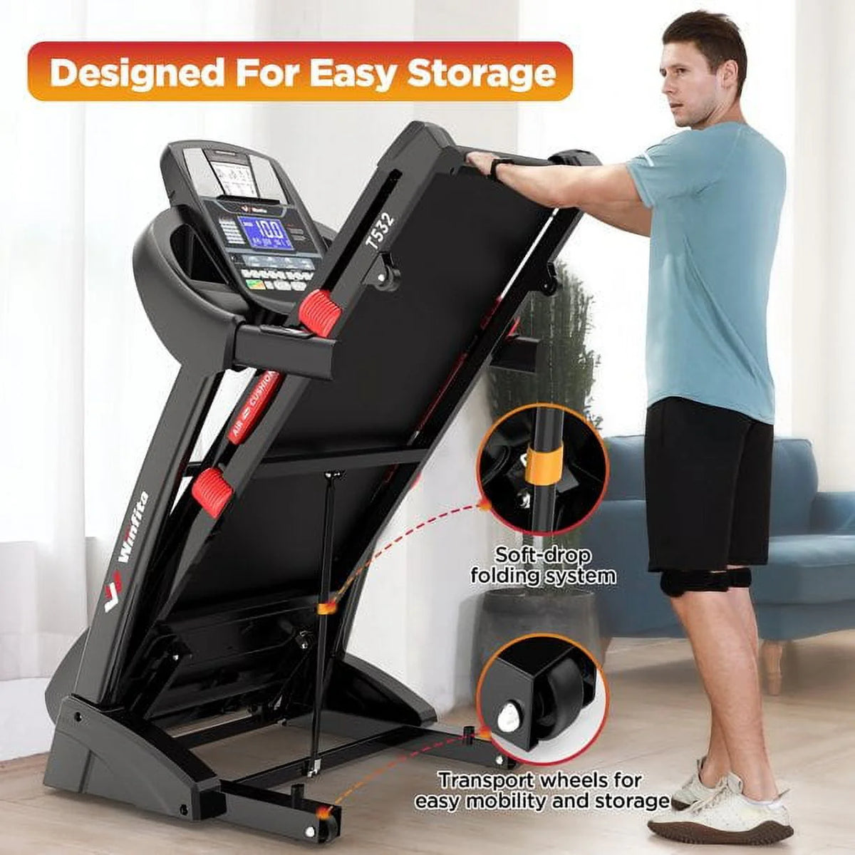 4.5HP Folding Treadmill with 15% Auto Incline O864