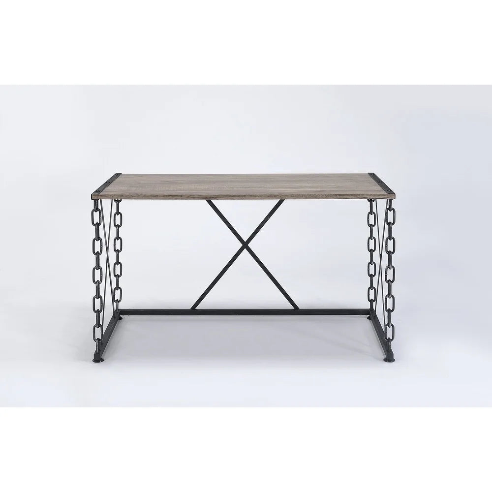 Rustic Oak and Antique Black Rectangular Desk C8725
