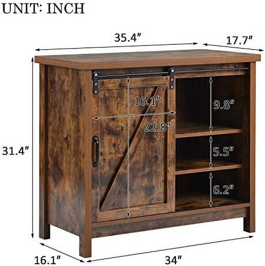 Farmhouse TV Stand with Sliding Barn Doors and Adjustable Shelves X8175
