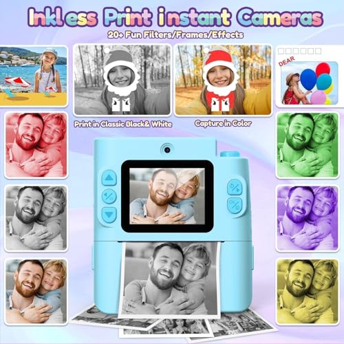 Instant Print Dual Lens Digital Camera with 32G SD Card Storage Bag Pink B5537