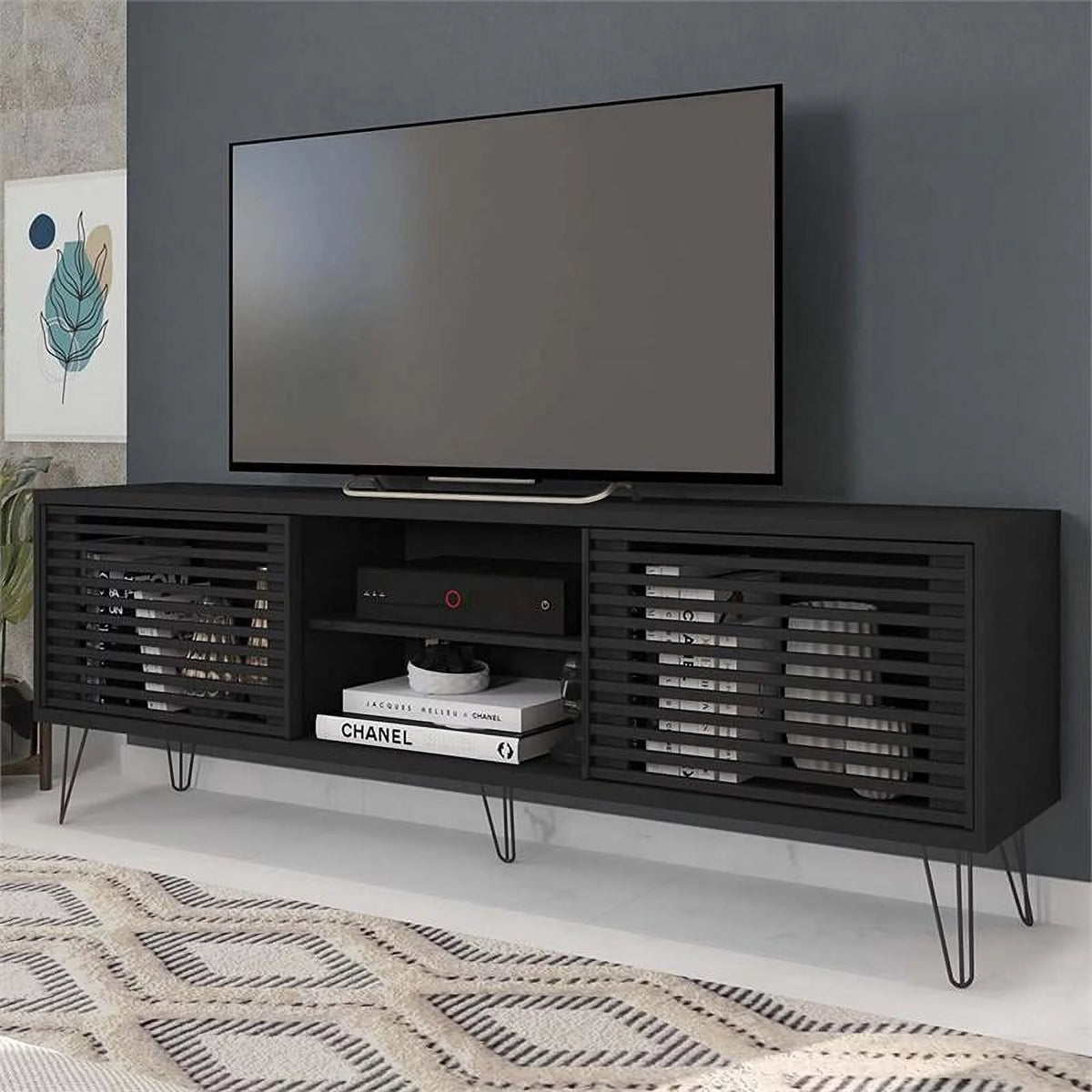 Black Mid-Century Modern TV Stand A8900