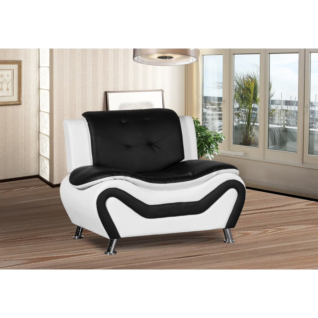 Black and White Faux Leather Club Chair B5837