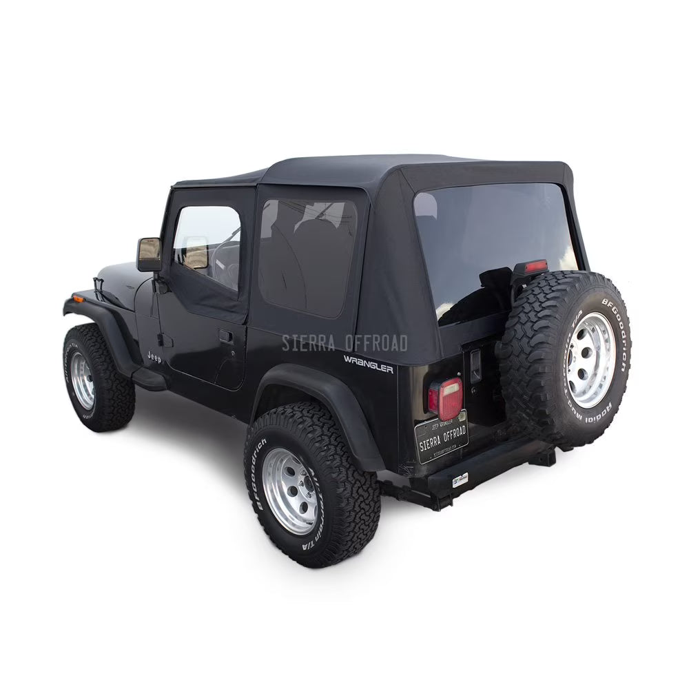 Black Denim Vinyl 2 Door Jeep Soft Top with Rear Plastic Tinted Windows B44126