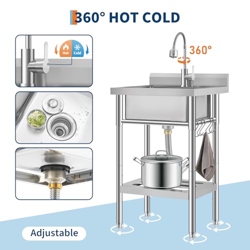 Stainless Steel Utility Sink with Faucet H1413