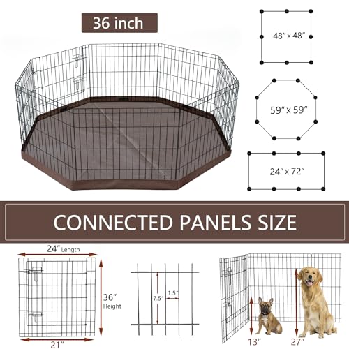 Foldable Metal Dog Playpen 8 Panels 24 Inch with Top Cover A856200