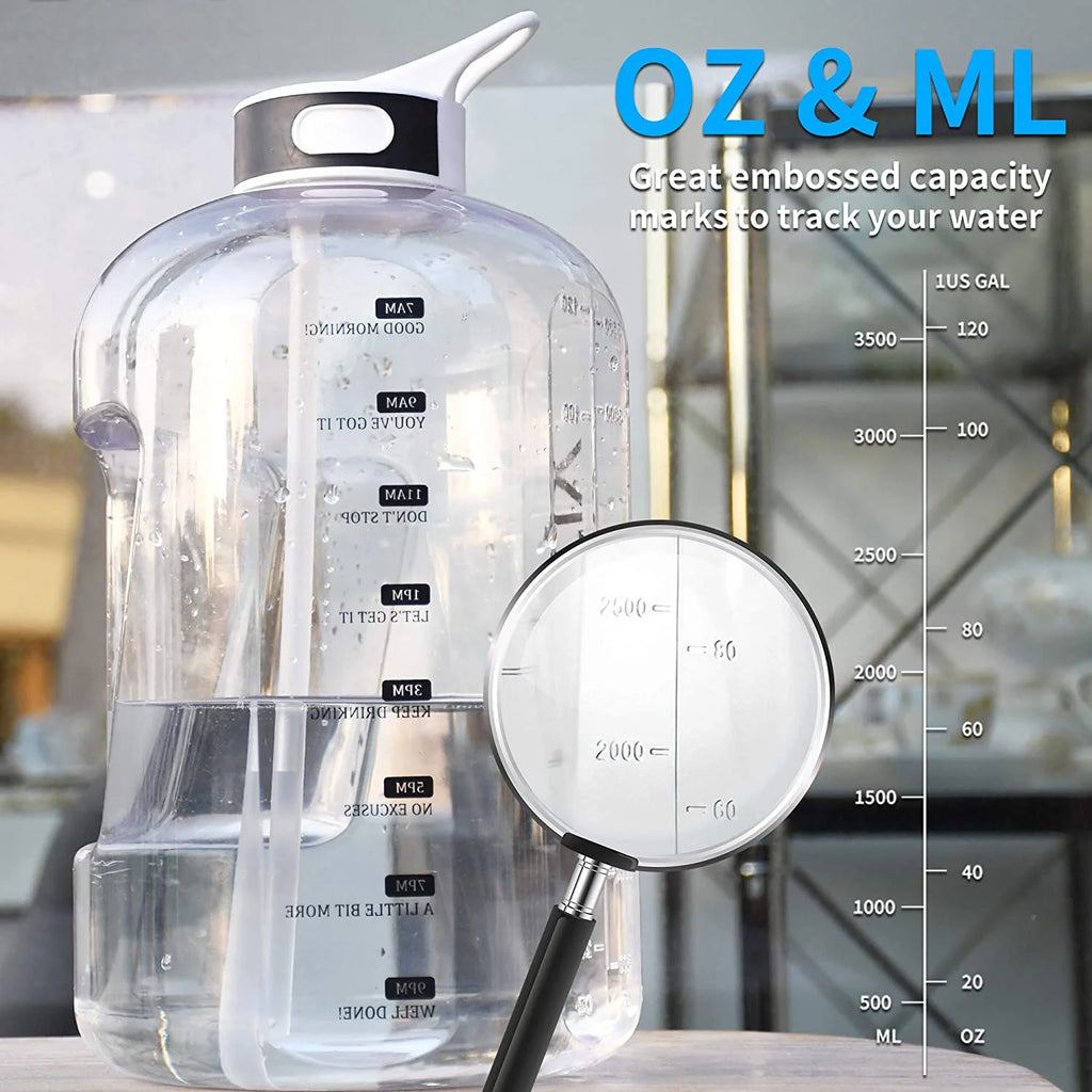 128 Oz Water Bottle with Straw and Time Marker, BPA Free Z985