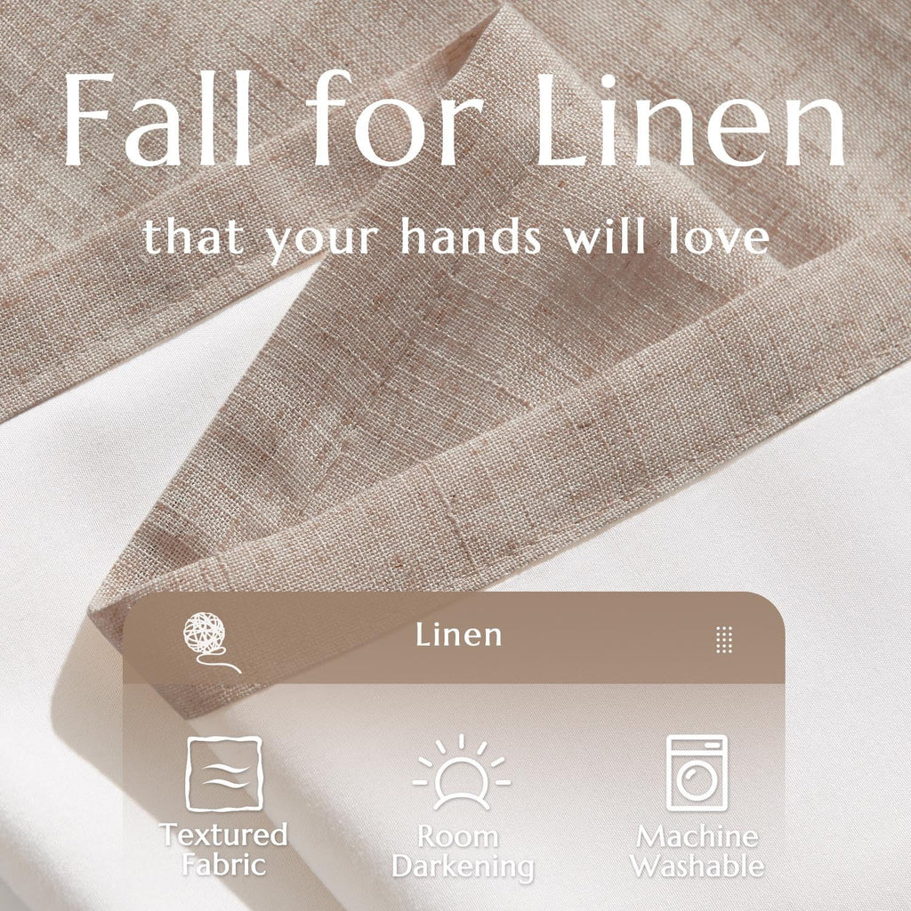 Linen Curtains 84 Inch Length Light Filtering with Lined 2 Panels T97472