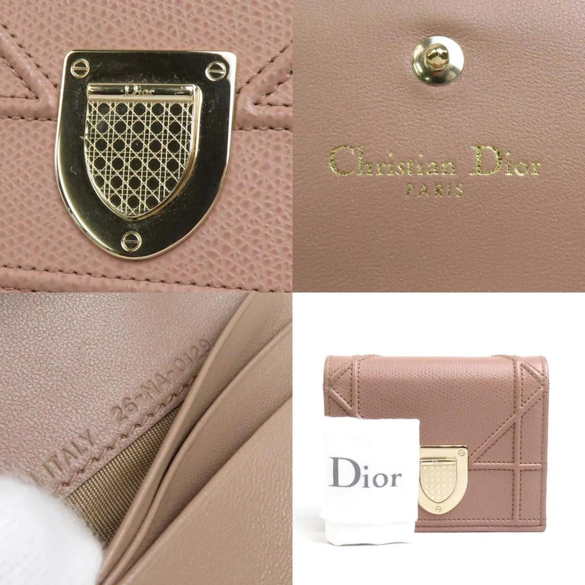 Pre-Owned Pink Beige Leather Wallet N140