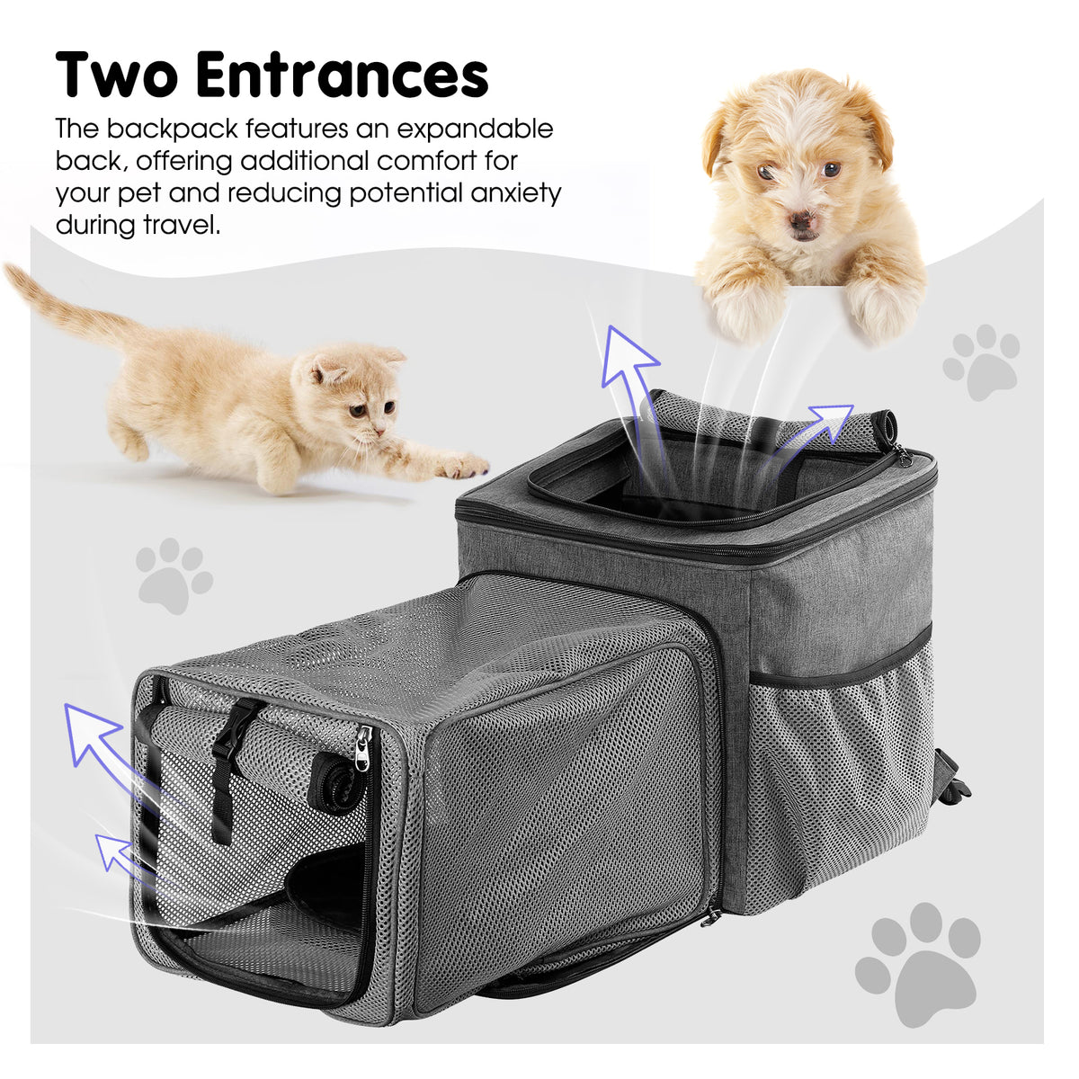 Expandable Carrier Backpack for Small Dogs and Cats A7504