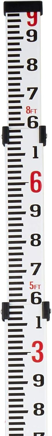 9-Foot Aluminum Grade Rod, 3 Sections Telescopic with Bubble Level, Pack of 2 I953829