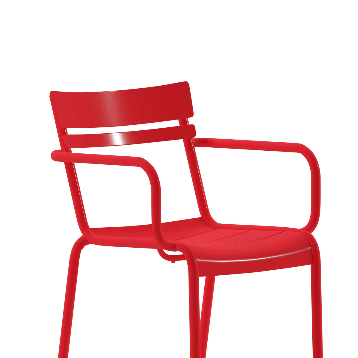 Red Steel Stackable Indoor-Outdoor Chair with Arms M352