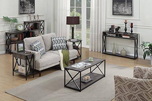 Weathered Gray / Black Metal 5 Tier Corner Bookcase X8724