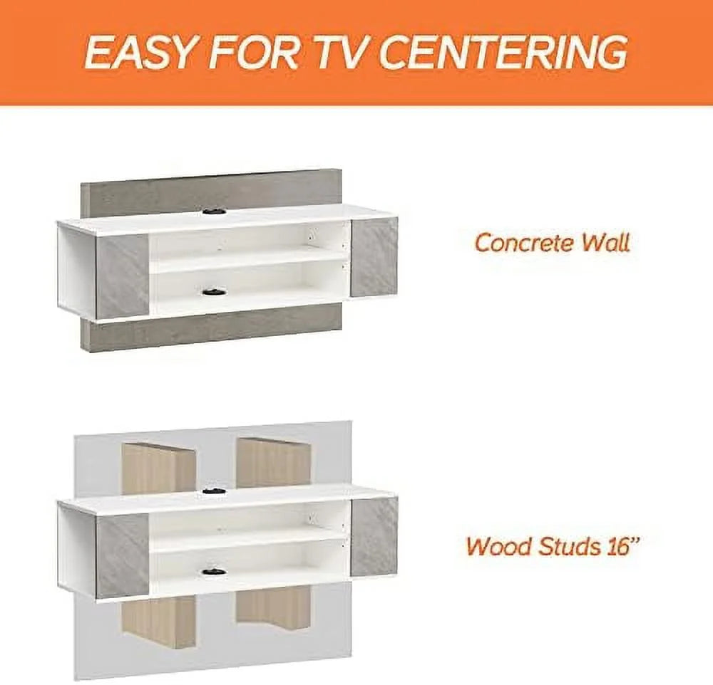 Floating TV Stand Wall Mounted Entertainment Center Grey 39 Inch J20310