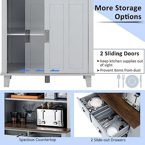 67" Freestanding Brown Cabinet with Drawers Shelves M280169