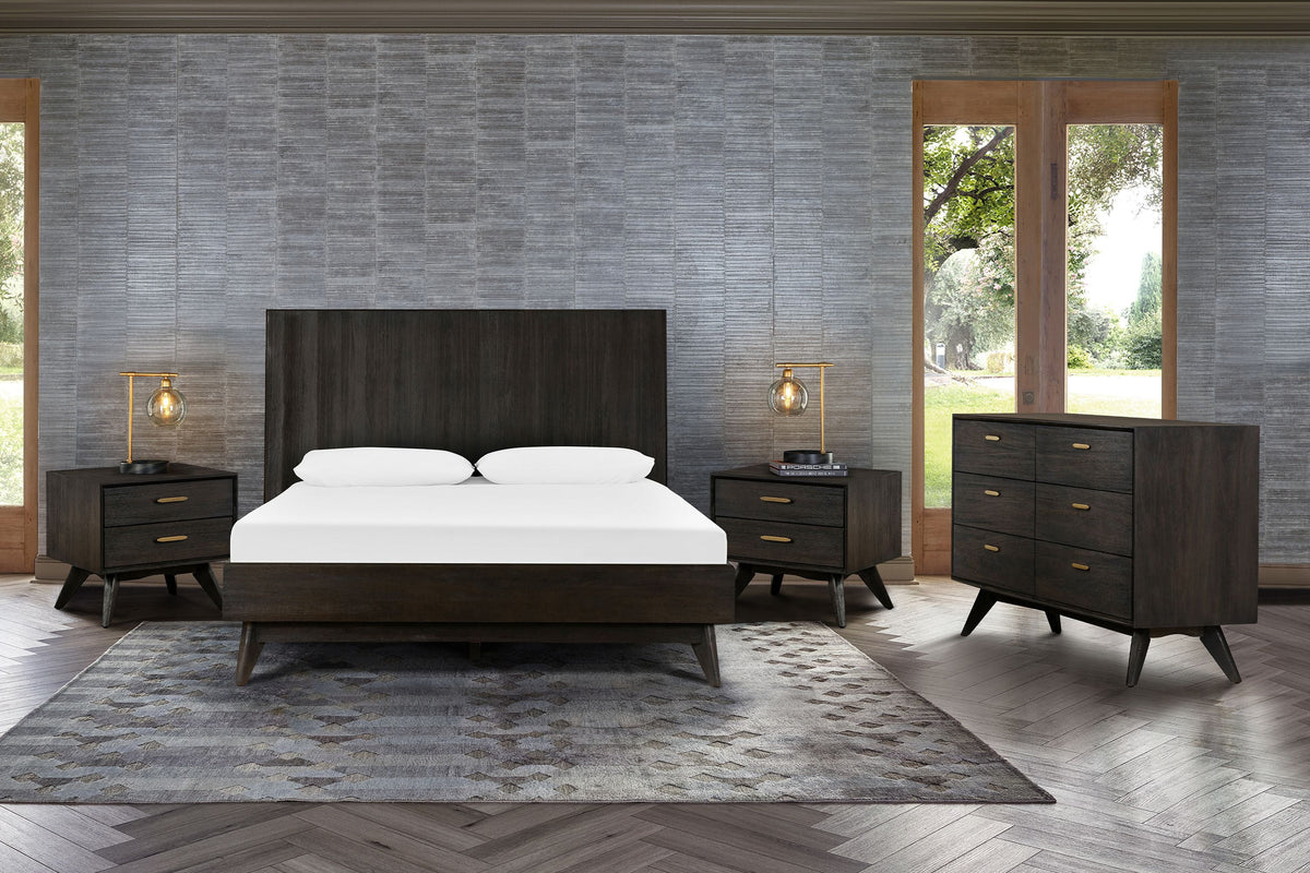 4 Piece Acacia King Platform Bedroom Set with Dresser and Nightstands S920