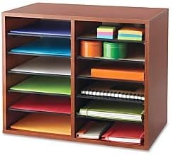Medium Oak Wood Literature Organizer, 24 Compartment, Stackable Z713