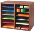 Medium Oak Wood Literature Organizer, 24 Compartment, Stackable Z713