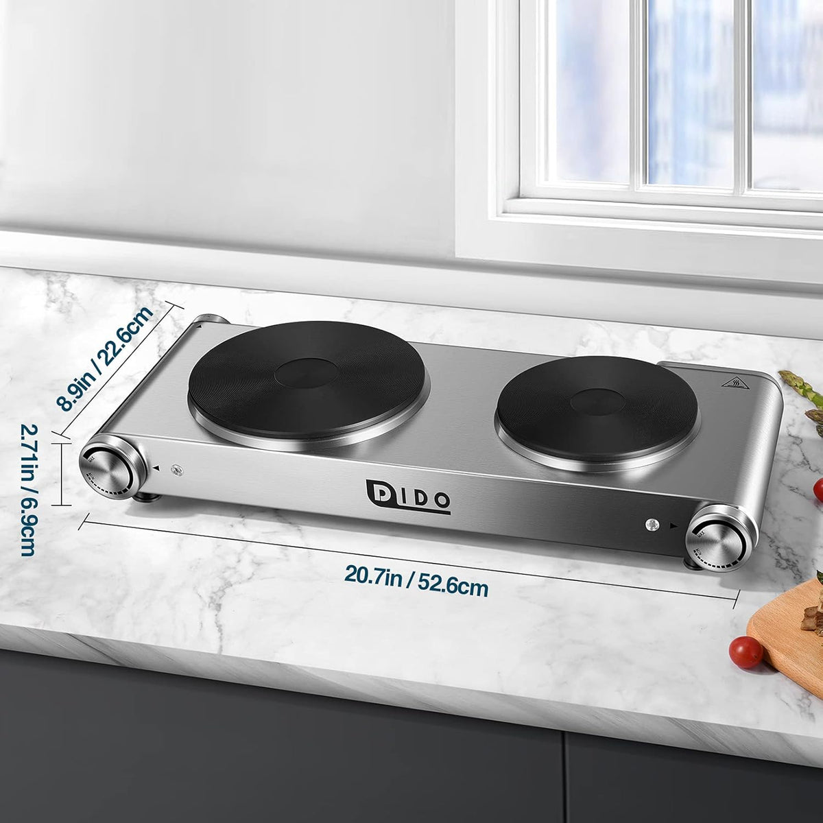 1800W Portable Electric Double Burner Hot Plate with Stainless Steel Cooktop X56682