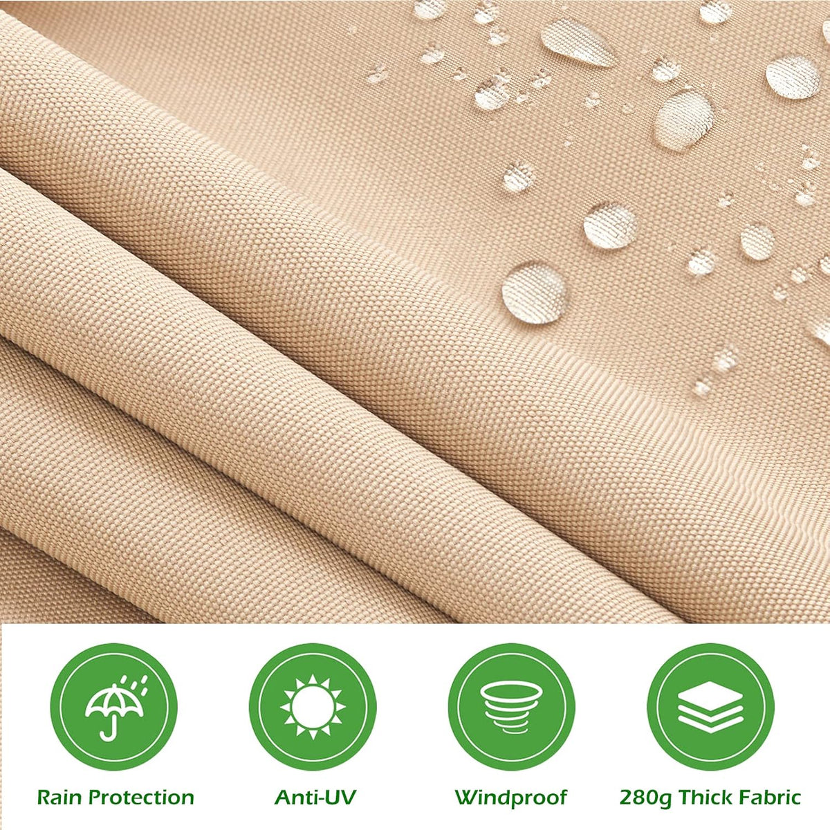 Beige Retractable Patio Awning with Manual Crank Handle E532425
