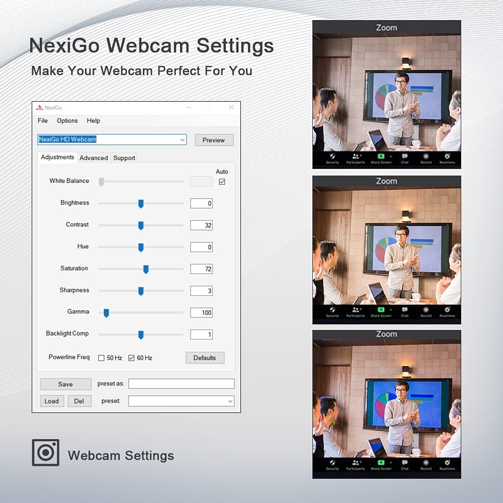 1080P 60FPS Webcam with Light, AutoFocus, Privacy Cover, Dual Stereo Microphone V3331
