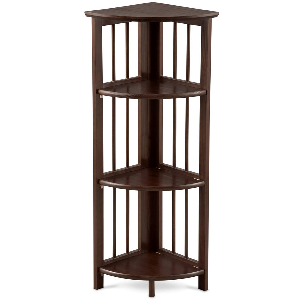 Truffle Brown 4-Shelf Corner Folding Bookcase R96964