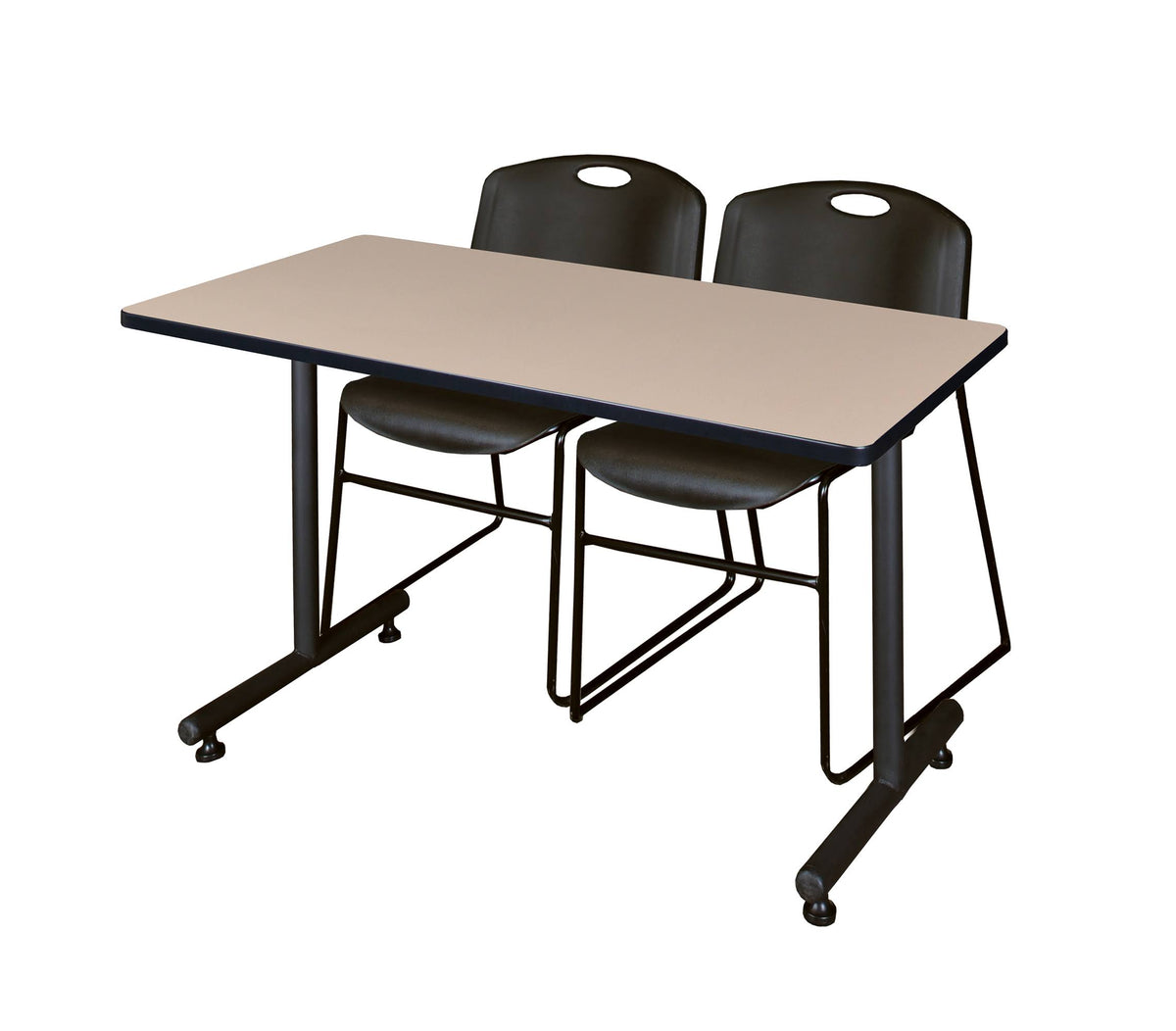 Black Training Table and 2 Stack Chairs V5350