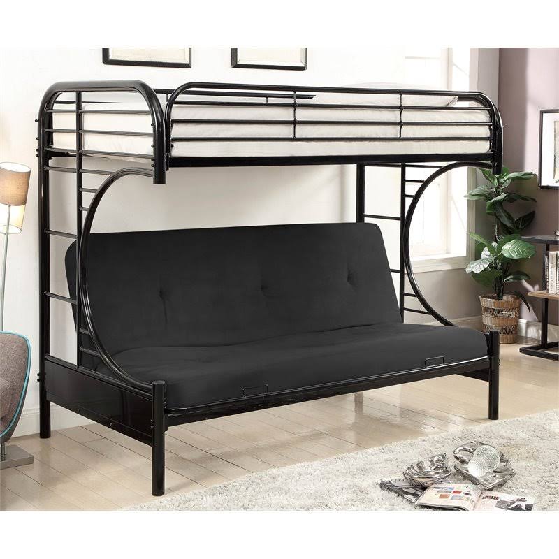 Black Metal Twin Over Futon Bunk Bed W934303