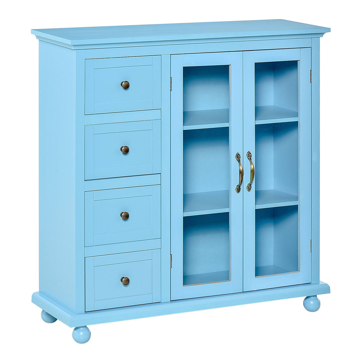 Storage Cabinet with 4 Drawers and Glass Door M729