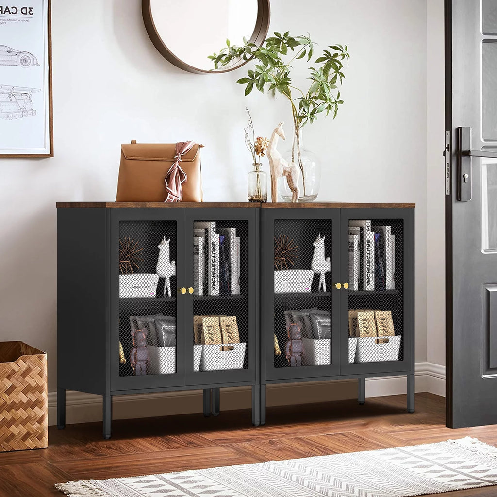Metal Storage Cabinet with 2 Mesh Doors S59707