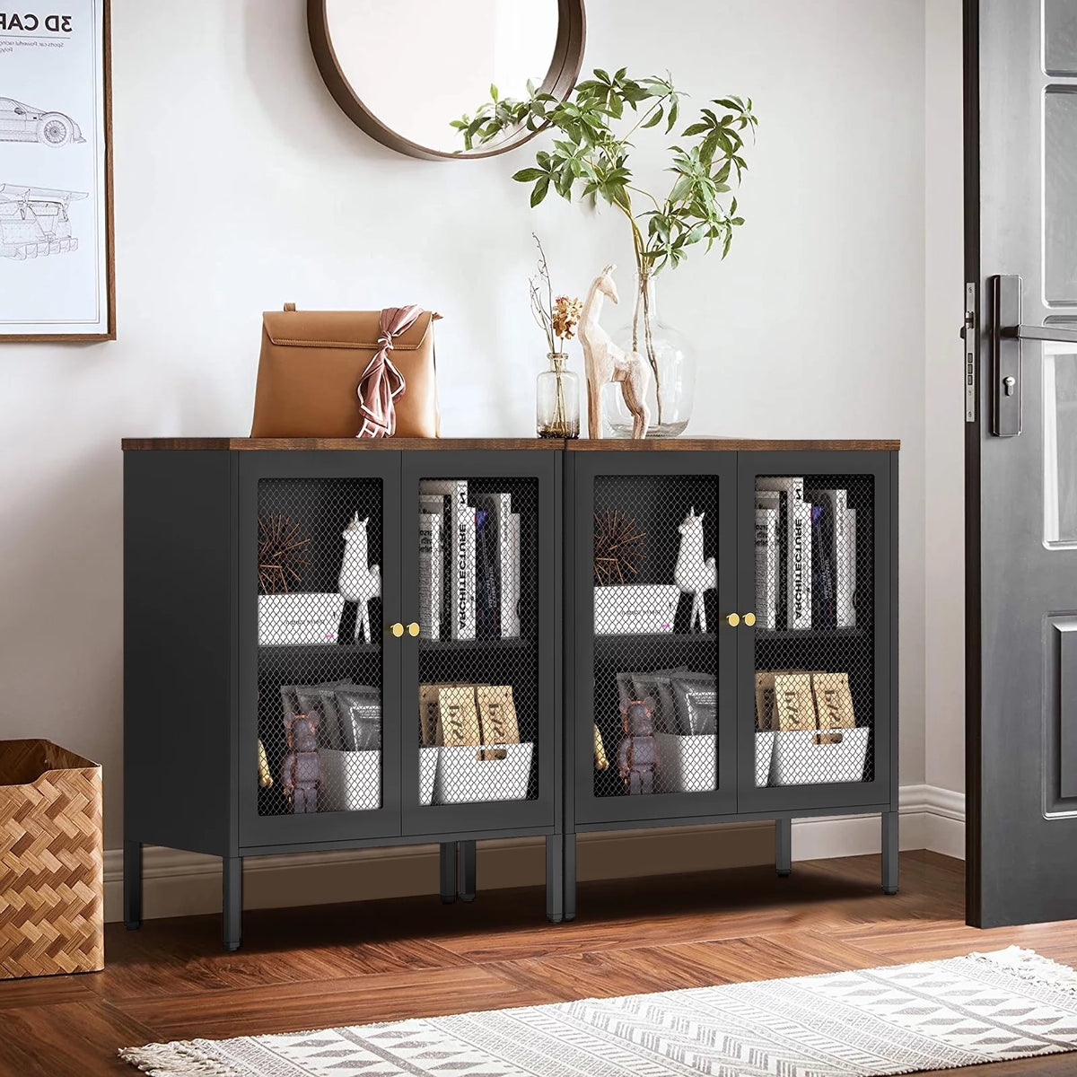 Metal Storage Cabinet with 2 Mesh Doors S59707