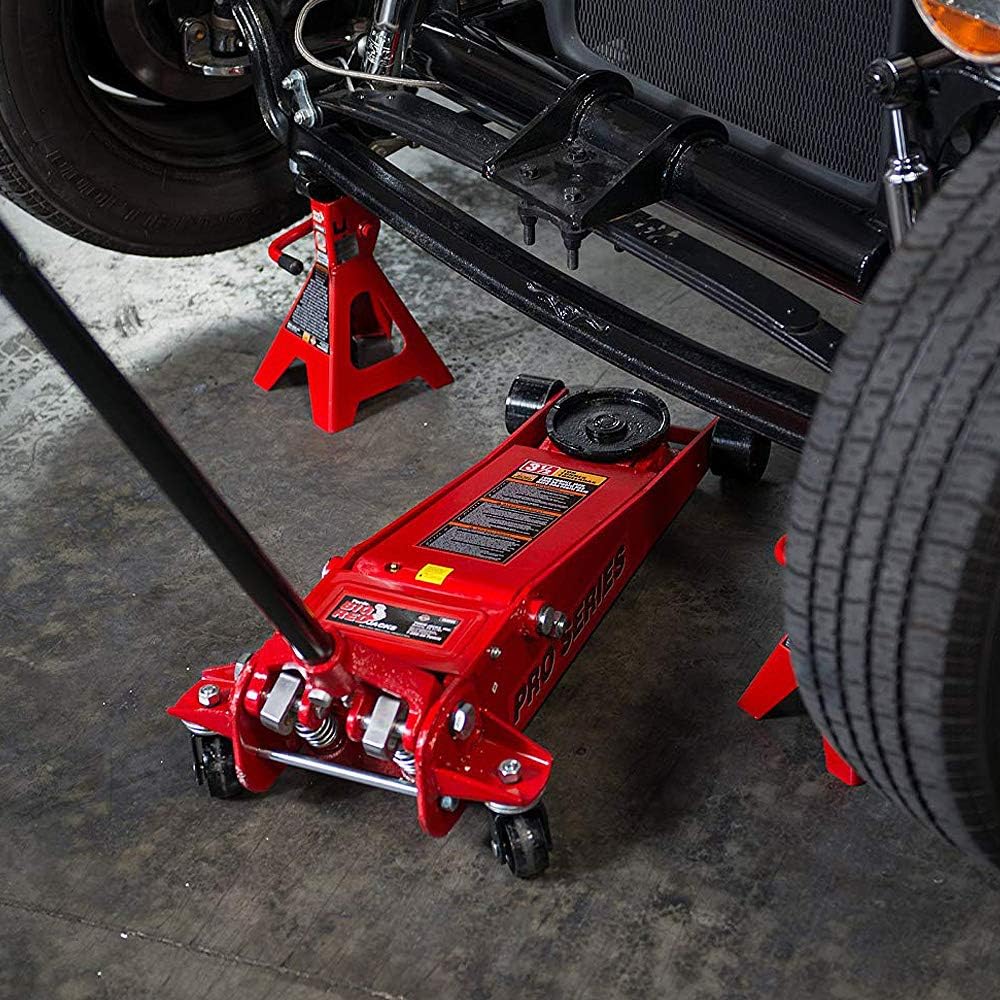 3 Ton Steel Jack Stands, Red, Pack of 2 D58404