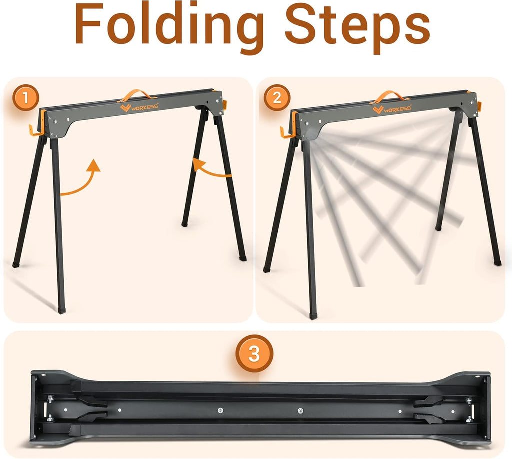 Sawhorse 2 Pack Portable Folding Heavy Duty 1100 LBS Weight Capacity G572