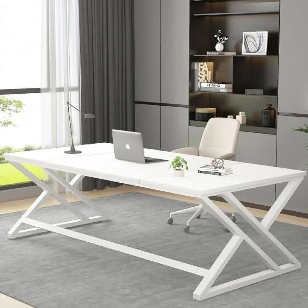 70.8" Long Wood Metal Double Workstation Desk V459544