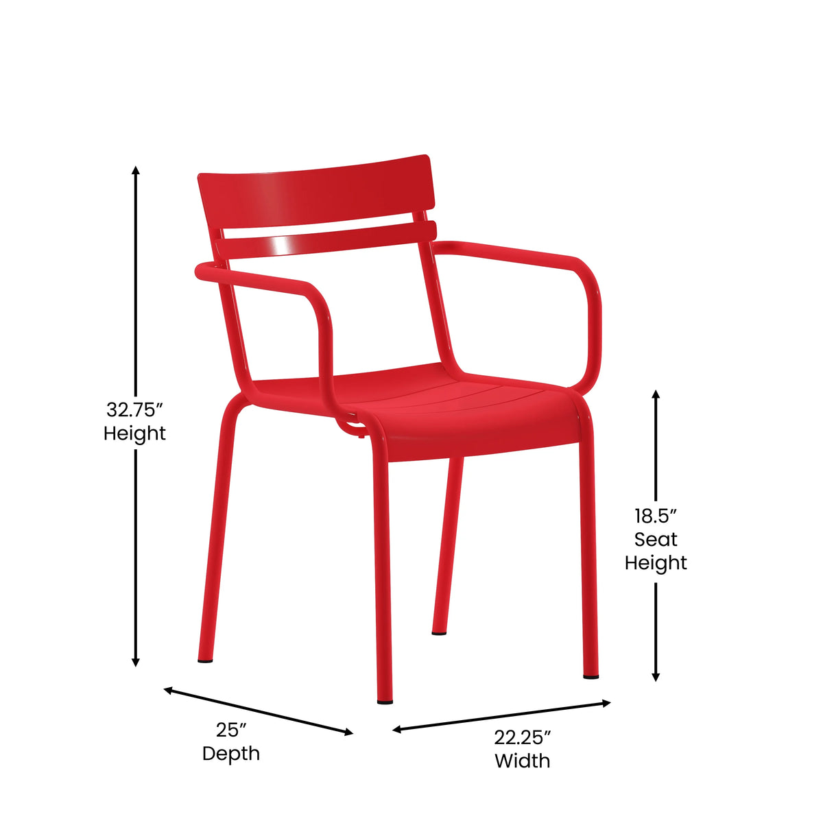 Red Steel Stackable Indoor-Outdoor Chair with Arms M352