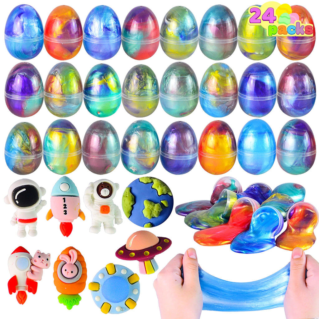 24 Packs Galaxy Slime Eggs with Putty Slime and Toys K40329