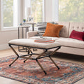 Rope Wrapped Metal Legs Natural Linen Fabric Bench or Ottoman X934