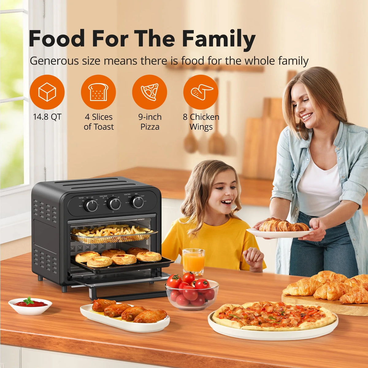 1700W 14.8 Quart 9 in 1 Air Fryer Oven J9932