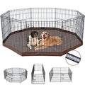 Foldable Metal Dog Playpen 8 Panels 24 Inch with Top Cover A856200