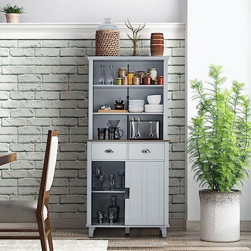 67" Freestanding Brown Cabinet with Drawers Shelves M280169