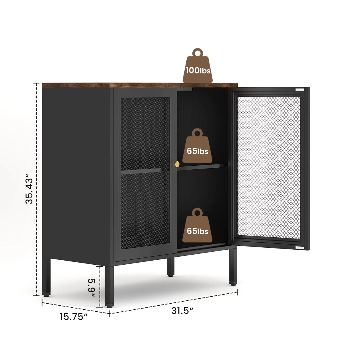 Metal Storage Cabinet with 2 Mesh Doors S59707