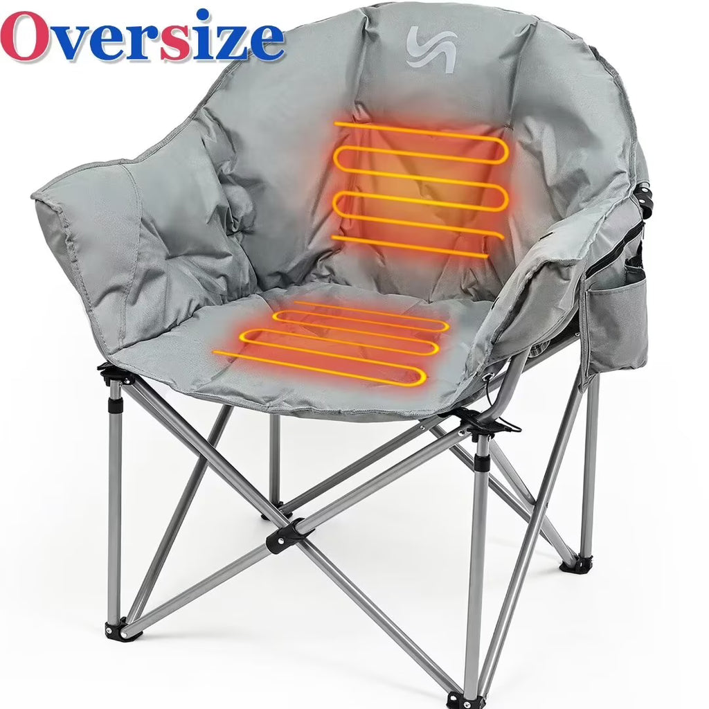 Heated Camping Chair with Lumbar Support, Gray T6727