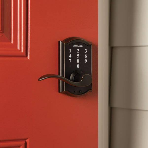 Aged Bronze Touch Entry Door Lever Set with Accent I109