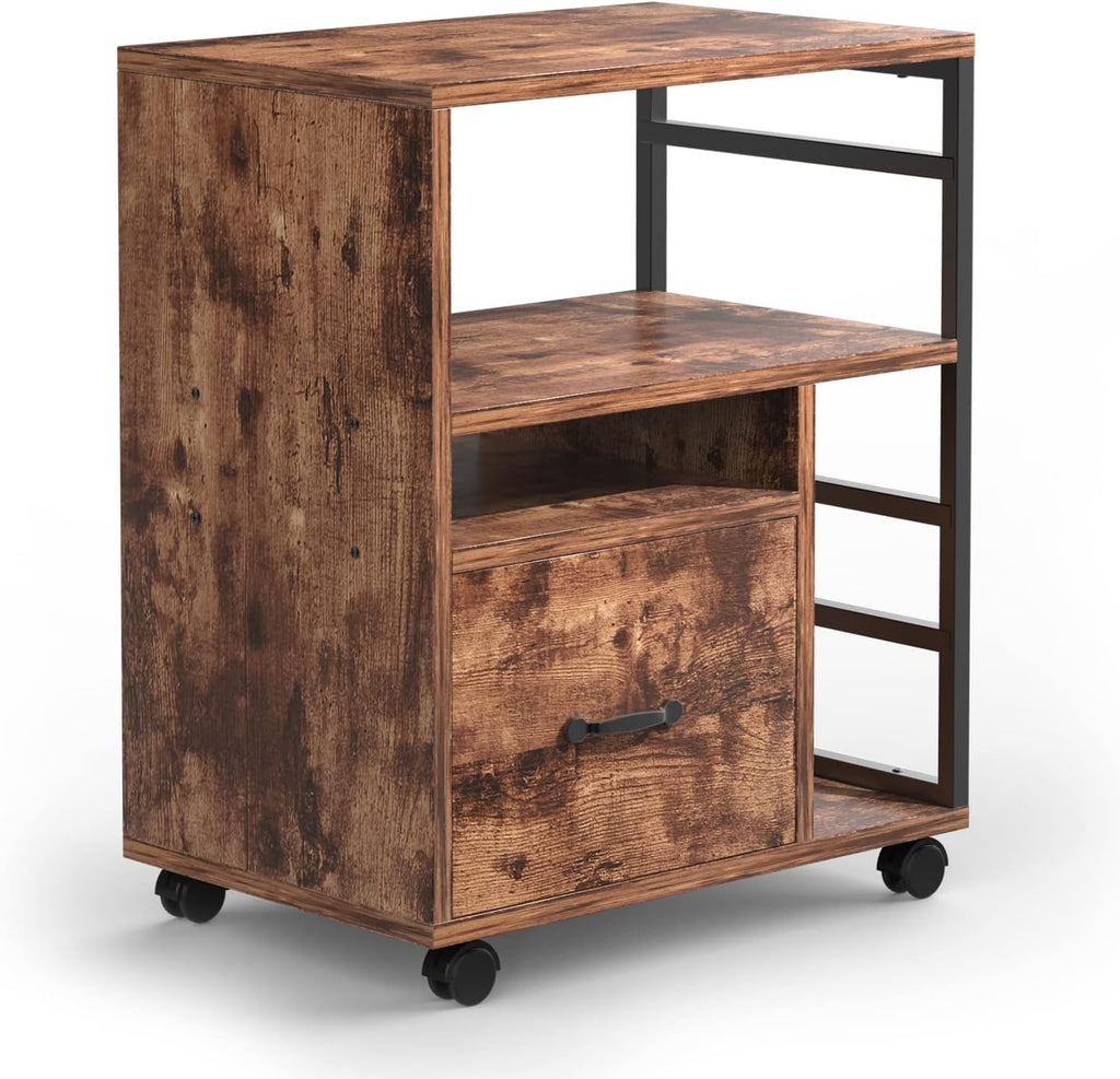 Black Mobile File Cabinet with Drawer C790