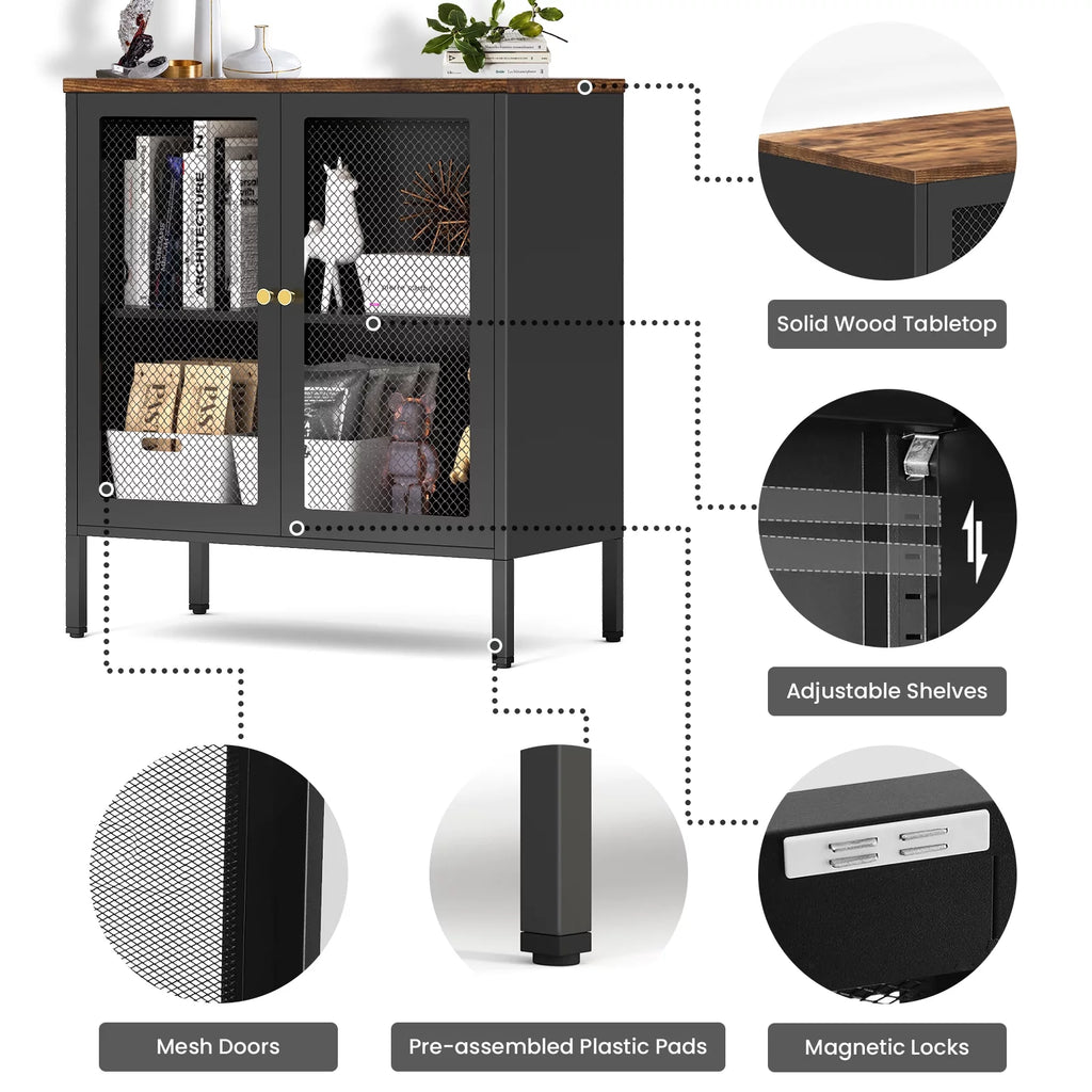 Metal Storage Cabinet with 2 Mesh Doors S59707