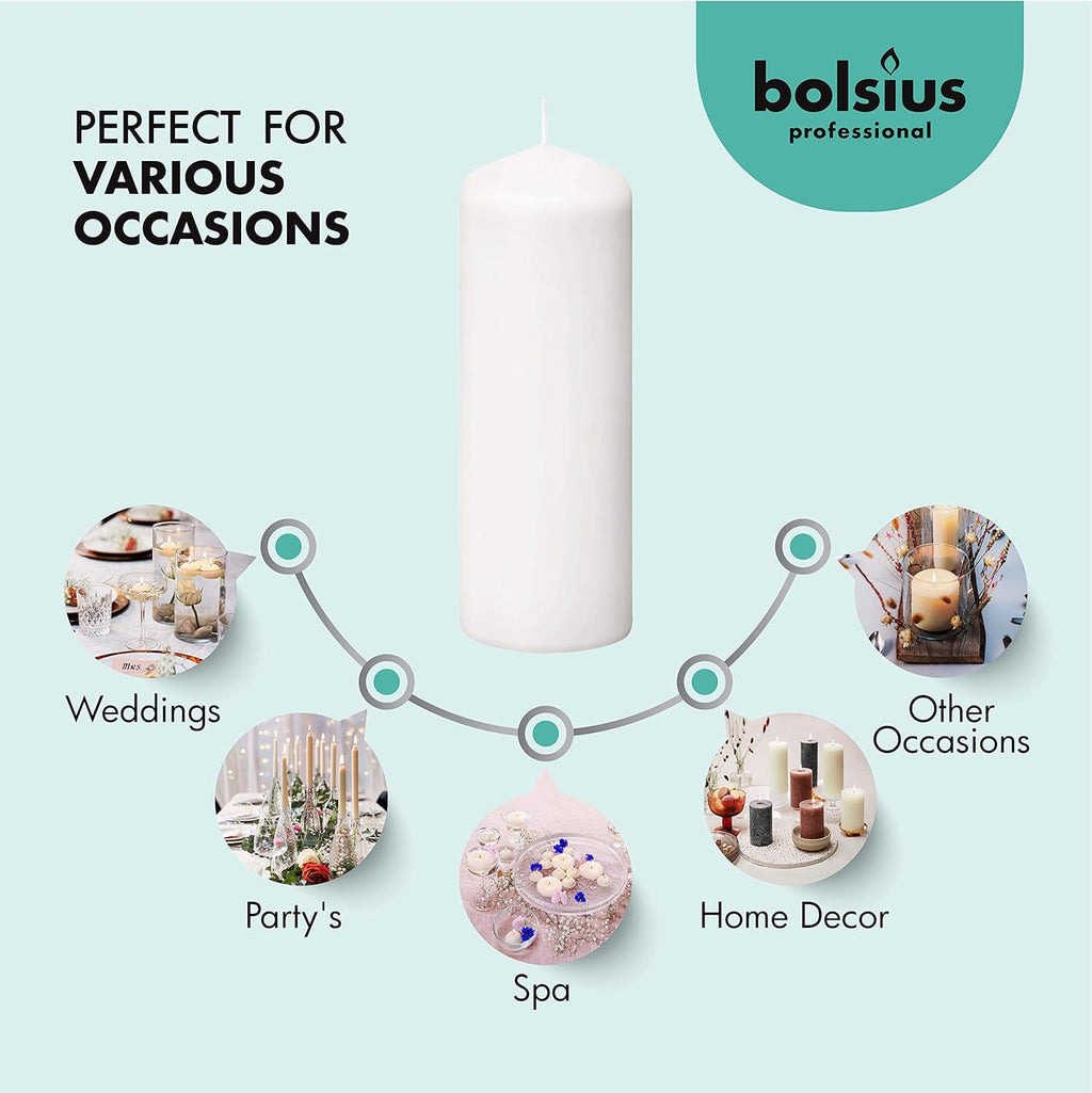 White Pillar Candles Set of 20 Unscented Dripless F491