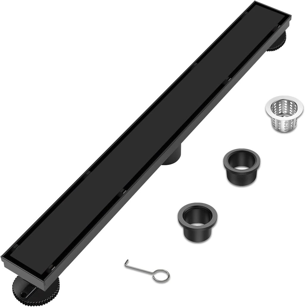 24 inch Linear Shower Drain with Removable Grate, Matte Black U74713