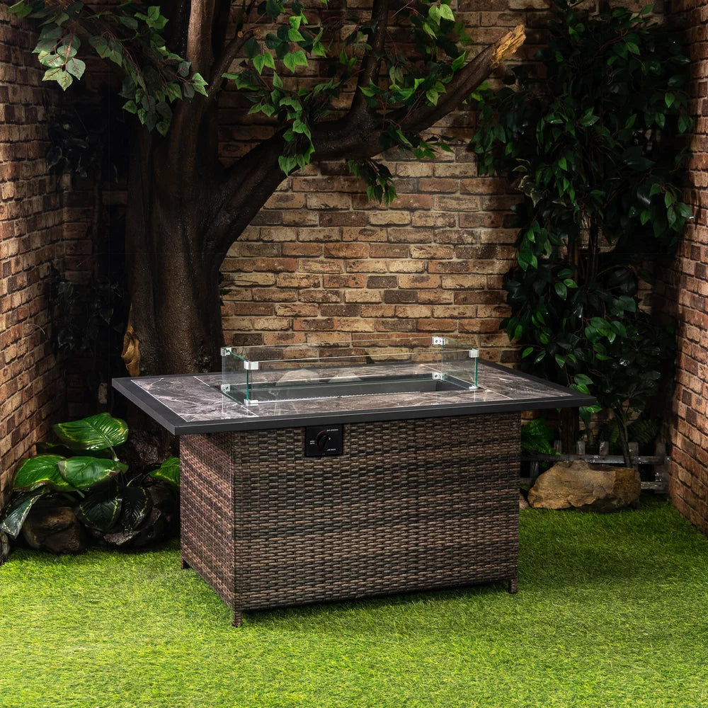 20lbs Wicker Gas Outdoor Firepit Table T975990
