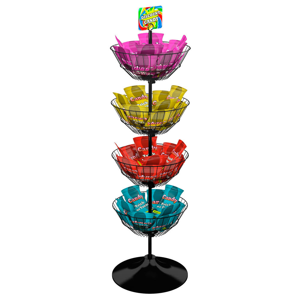 Round Floor Dump Bin Display with Four Baskets V595