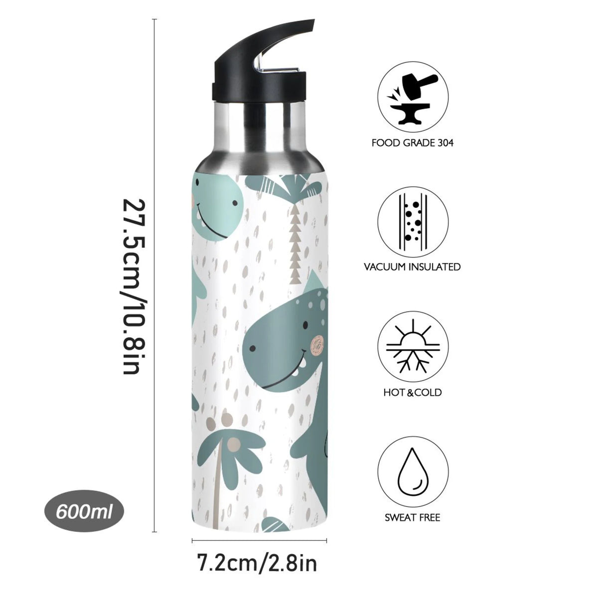 Stainless Steel Insulated Water Bottle with Straw Lid Y856